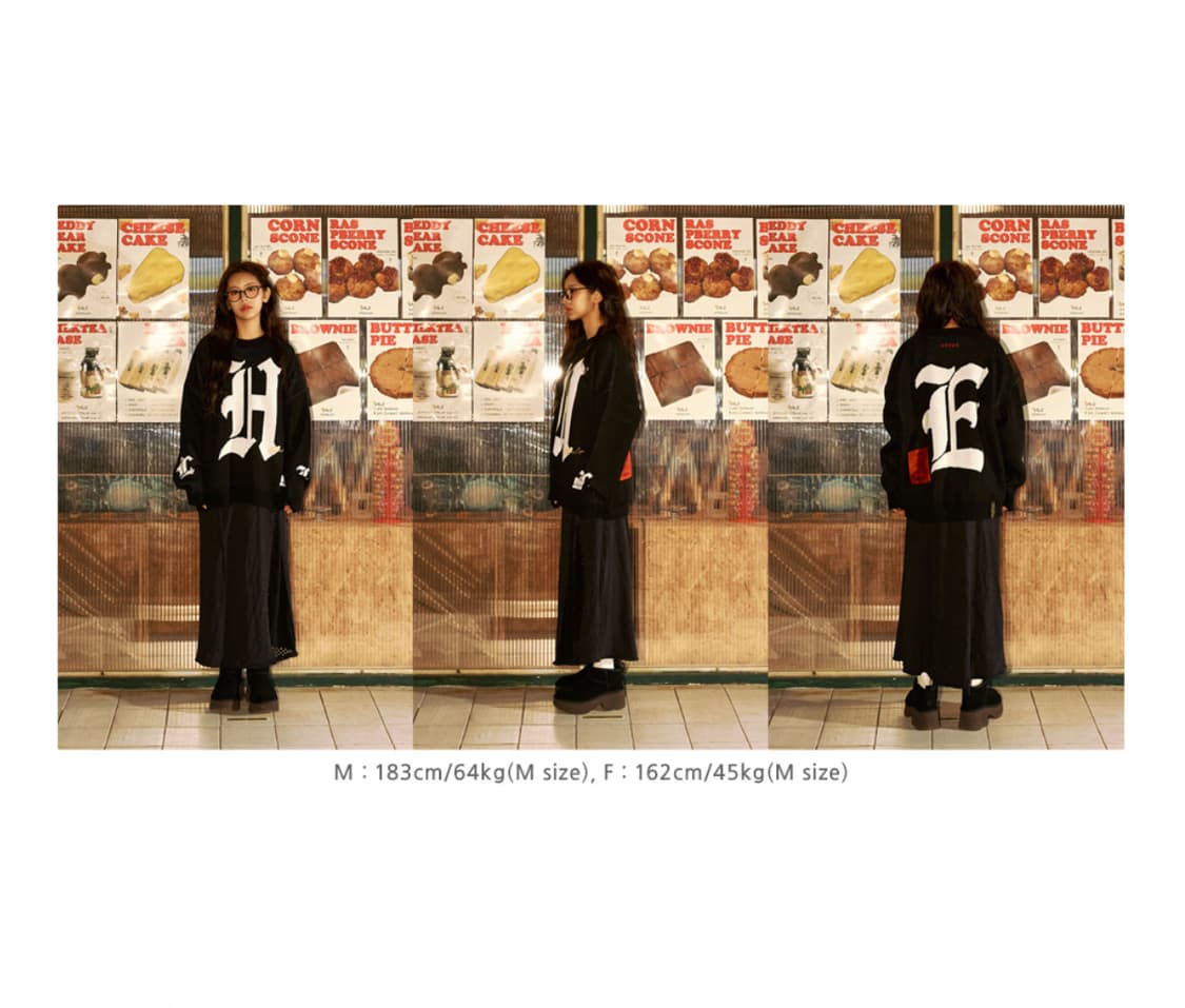 스티그마 오버사이즈 크루넥 블랙 니트 XL 상품이미지3