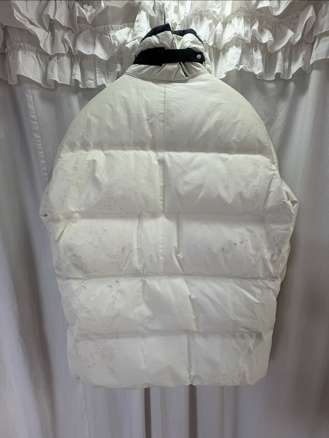 스톤아일랜드 화이트 와펜 레더 양가죽 무스탕 다운 패딩  상품이미지2