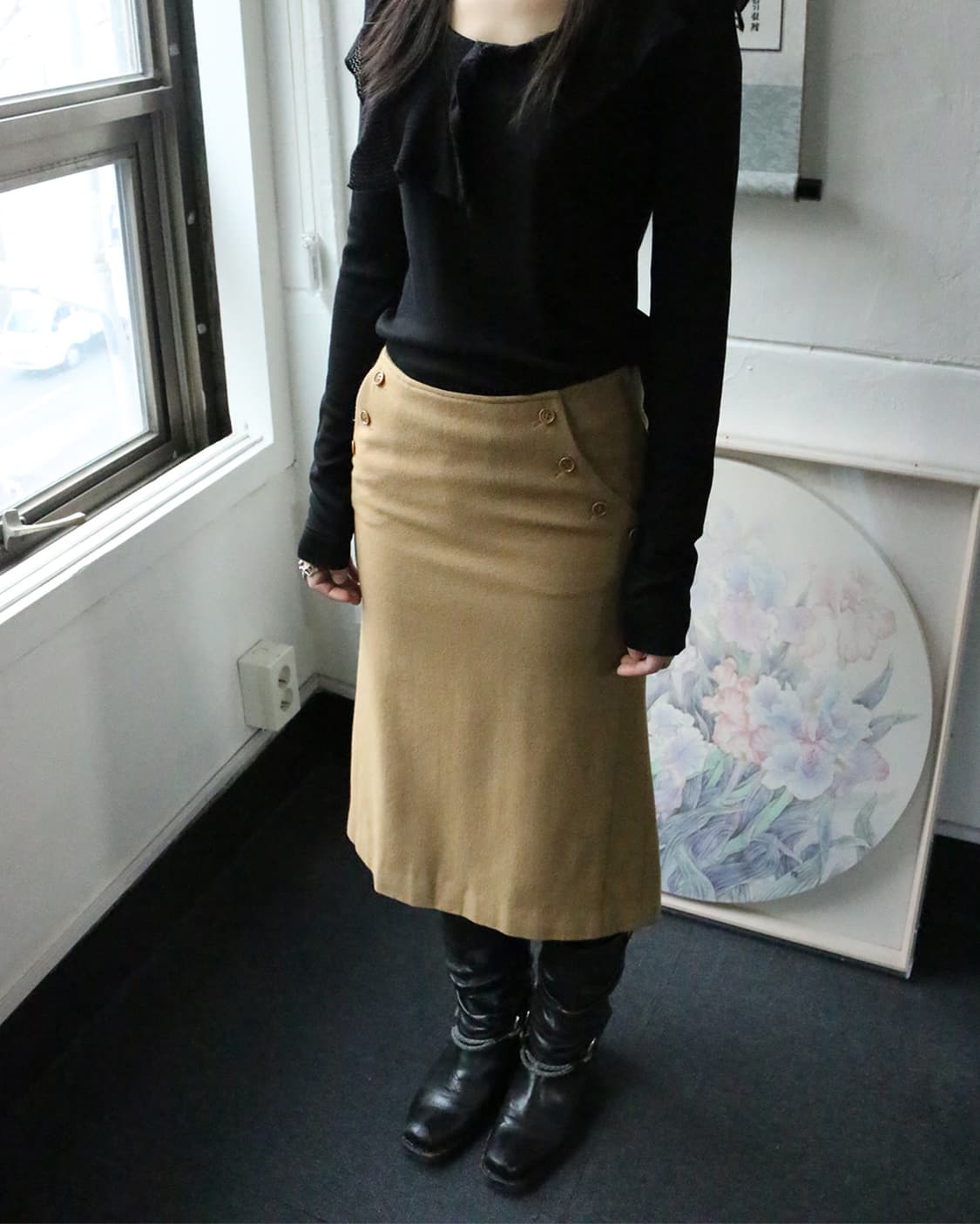 캐서린 햄넷 런던 브라운 미디 스커트 상품이미지1