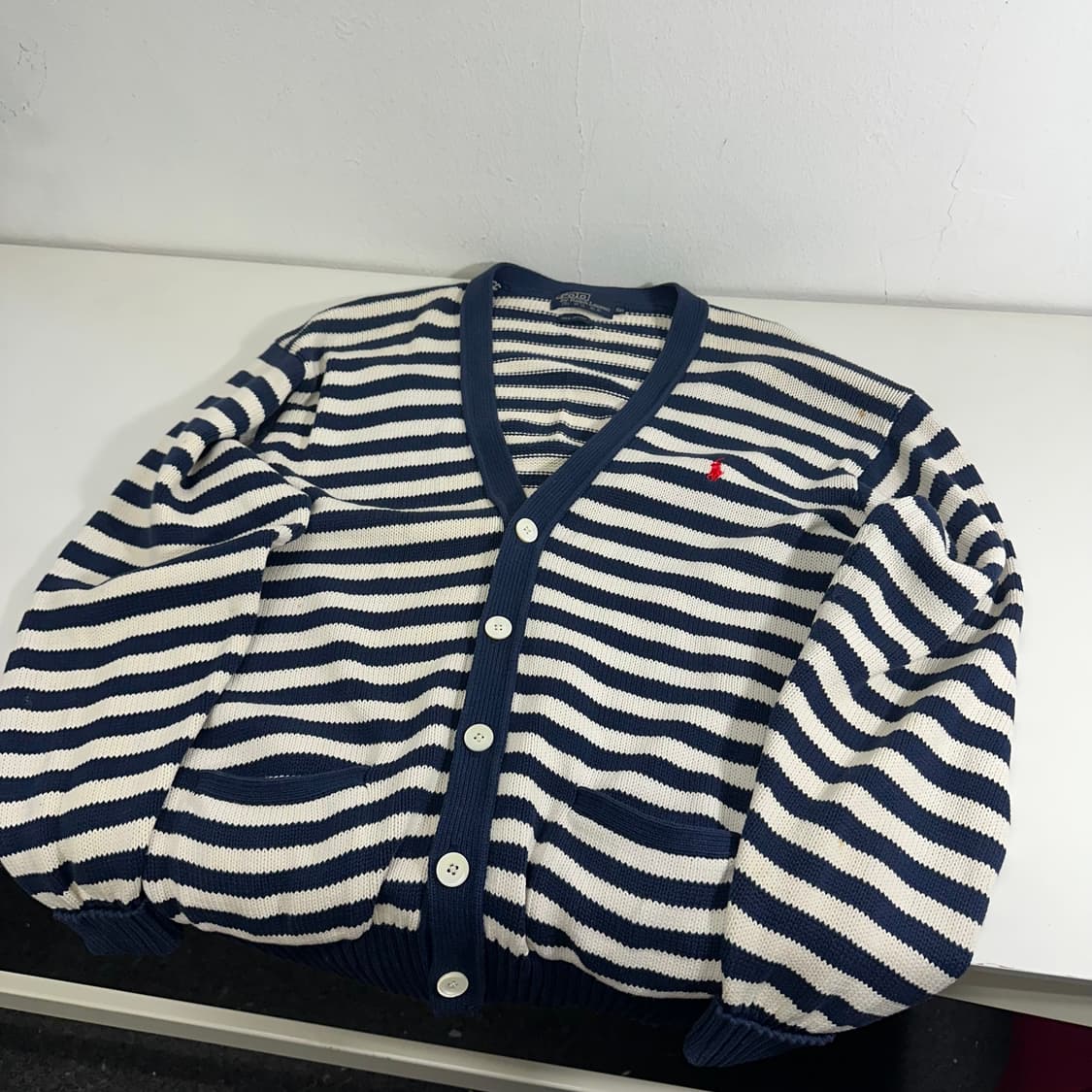 L-XL 폴로랄프로렌 남흰 루즈핏 면니트가디건 상품이미지2