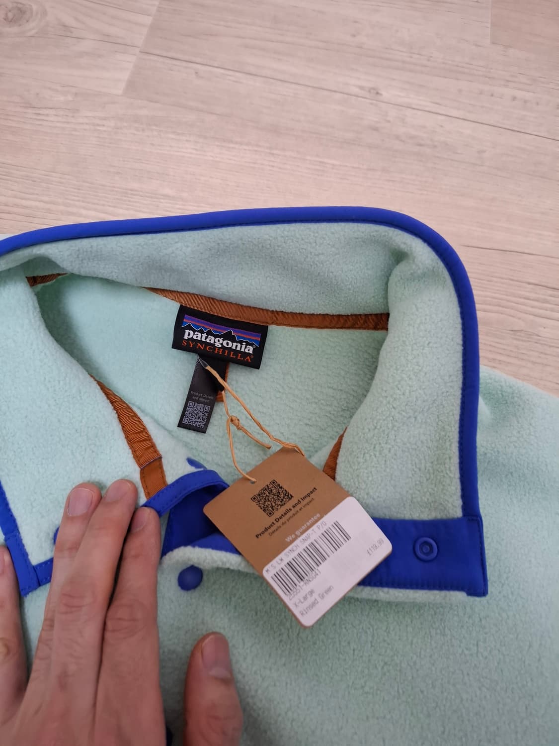 XL 파타고니아 신칠라 플리스 풀오버 린스드 그린 민트 상품이미지3