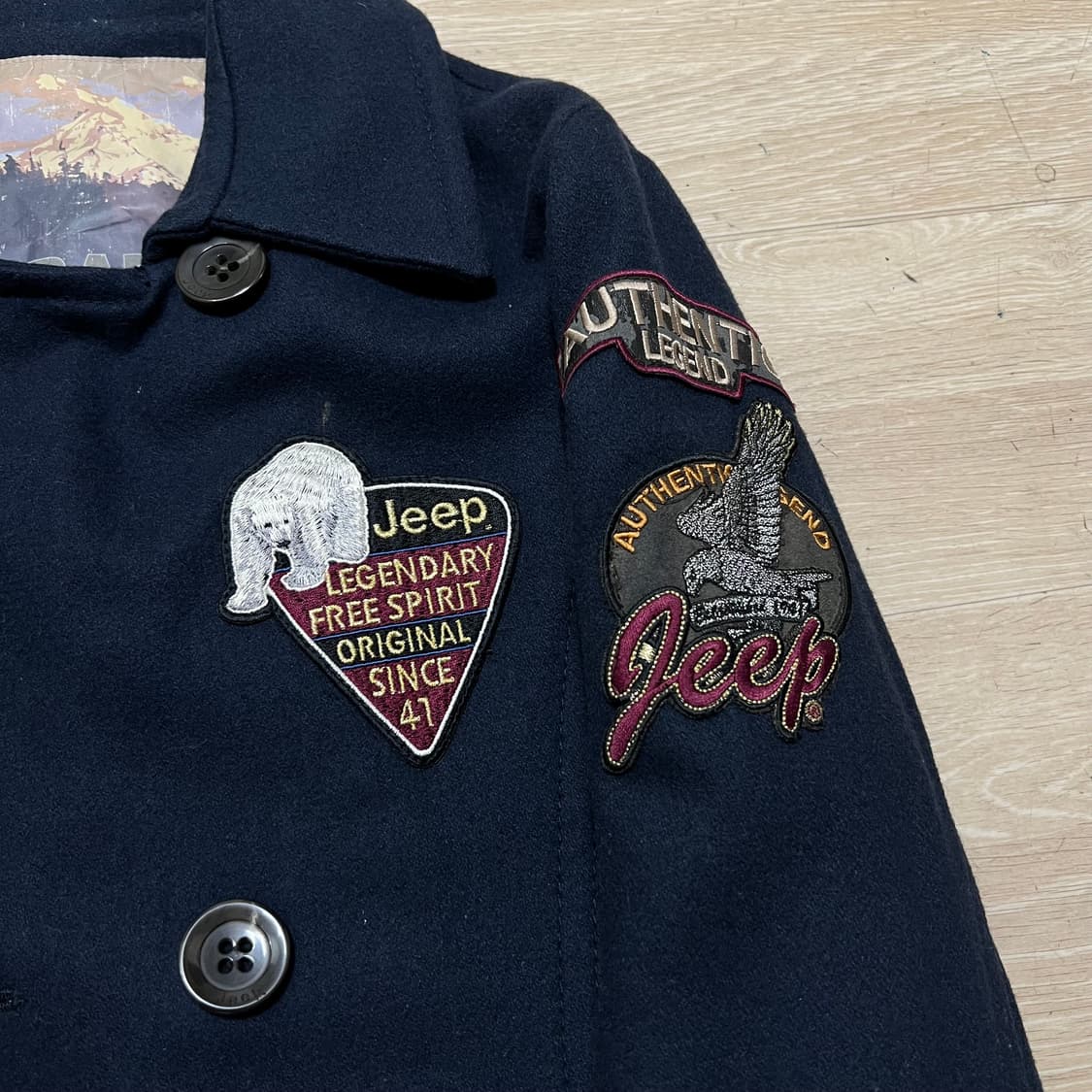 Jeep 지프 남성 와펜 울 혼방 더블 숏 피코트 [네이비] L/100 상품이미지4