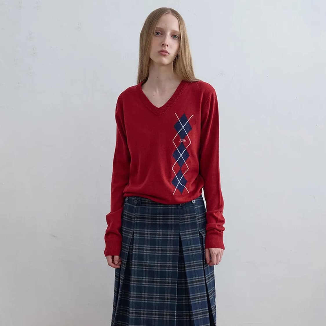 기준  argyle v-neck knit 상품이미지2