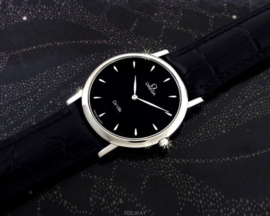 오메가 드빌 블랙판 쿼츠 남성 가죽 시계 상품이미지3