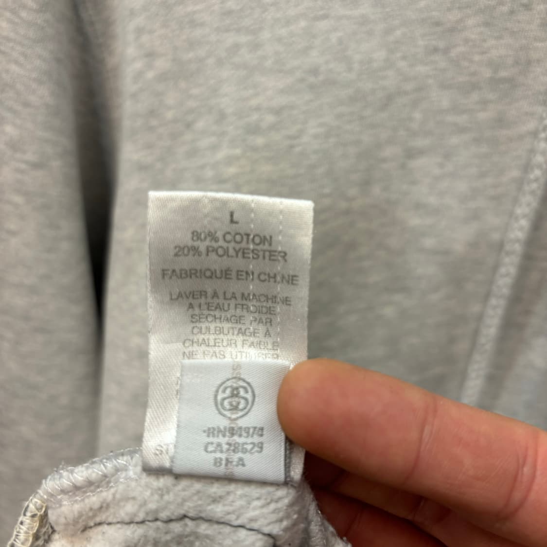 스투시 빅 로고 그레이 후드티 L 상품이미지10