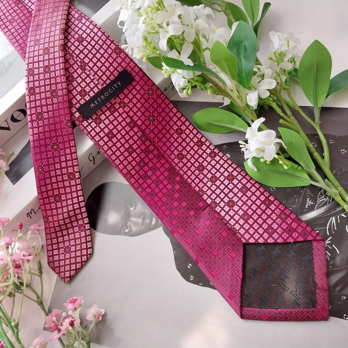 메트로시티 실크 와인 믹스 패턴 넥타이 8.6cm A+등급 K2328 상품이미지5