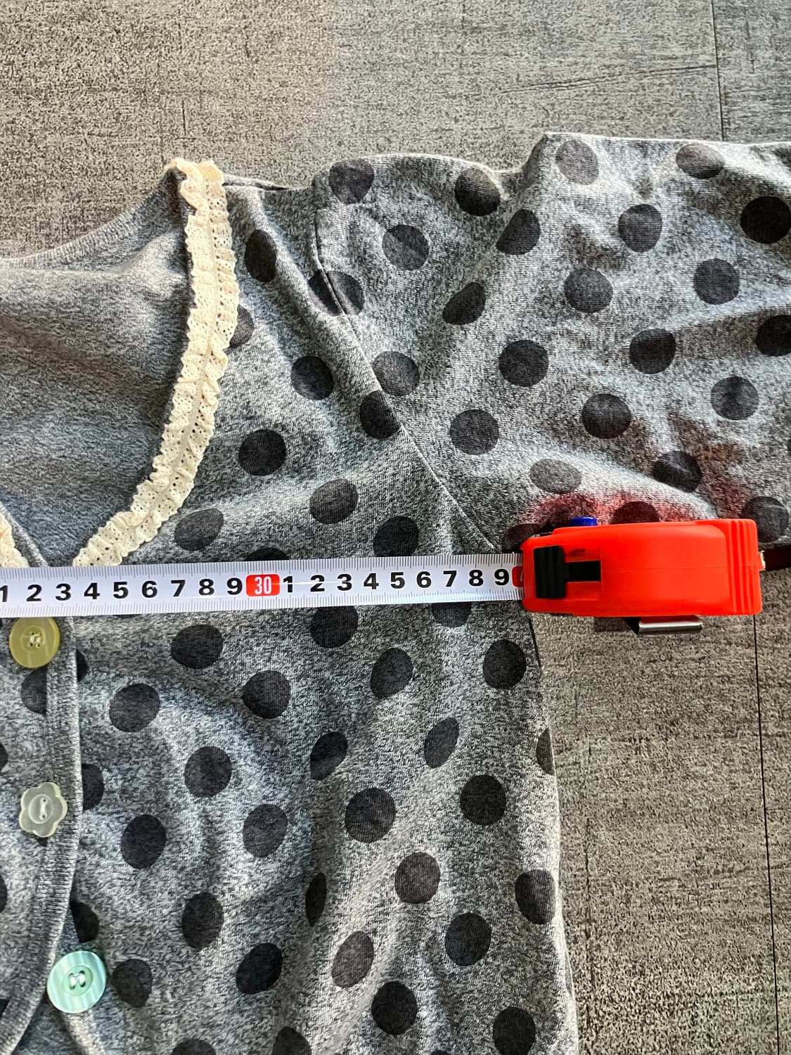 일본빈티지 하구미모리걸 달천깔페어리 레이스도트땡땡이 벌룬반팔가디건 볼레로 상품이미지3