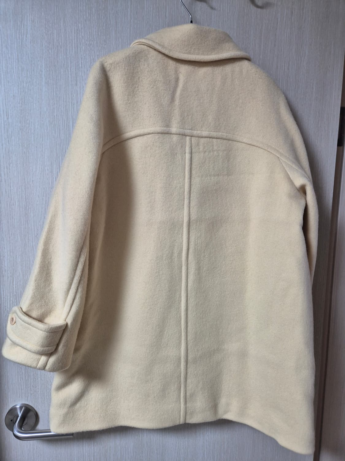 (새제품) 오스트카카 캐시미어 울 블랜드 싱글 하프 코트 버터 상품이미지5