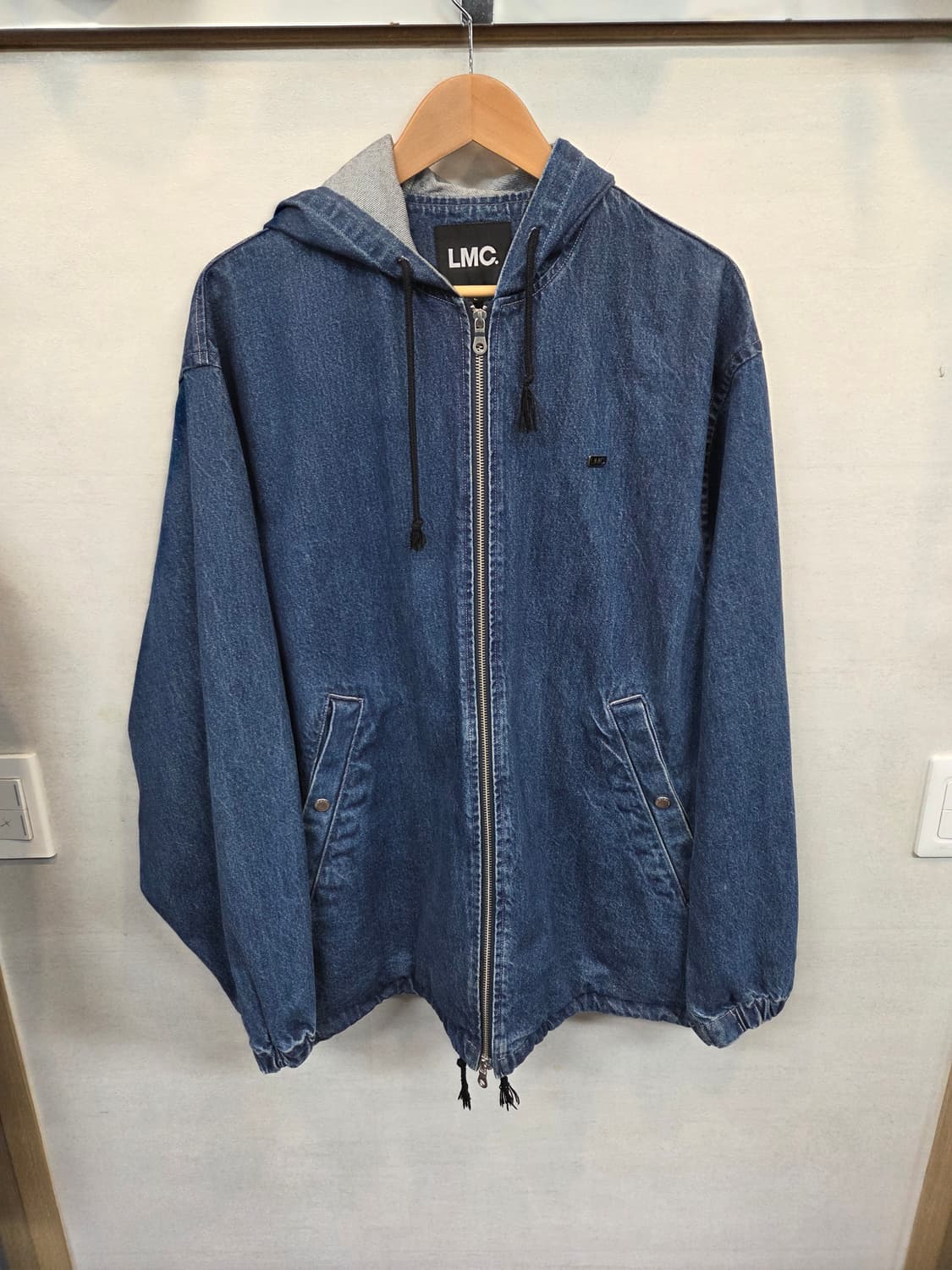 Lmc 스톤 워시드 빅로고 데님 후드자켓 L 오버핏 상품이미지1