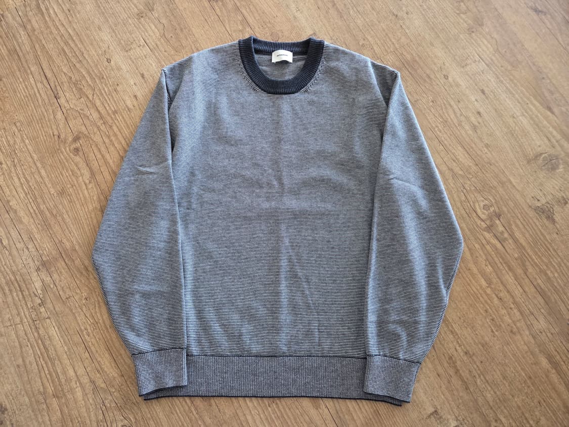 (2) 인더로우  울코튼 스트라이프 니트  그레이 상품이미지1