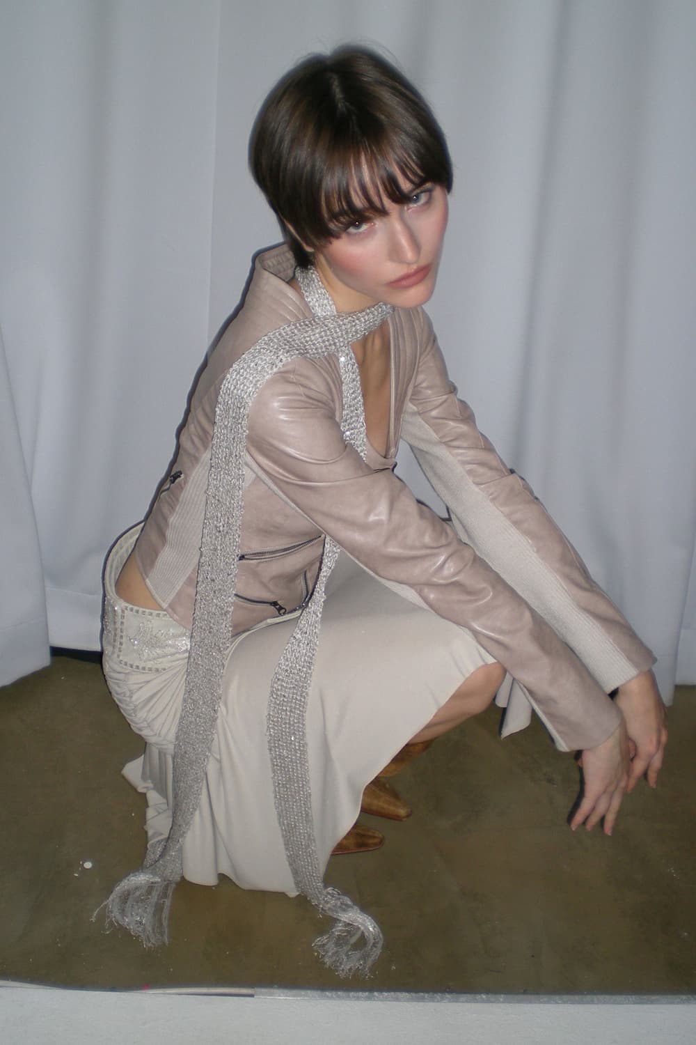 Sculpture 스컬프터 크롭 레더자켓 베이지 XS 새상품 상품이미지3