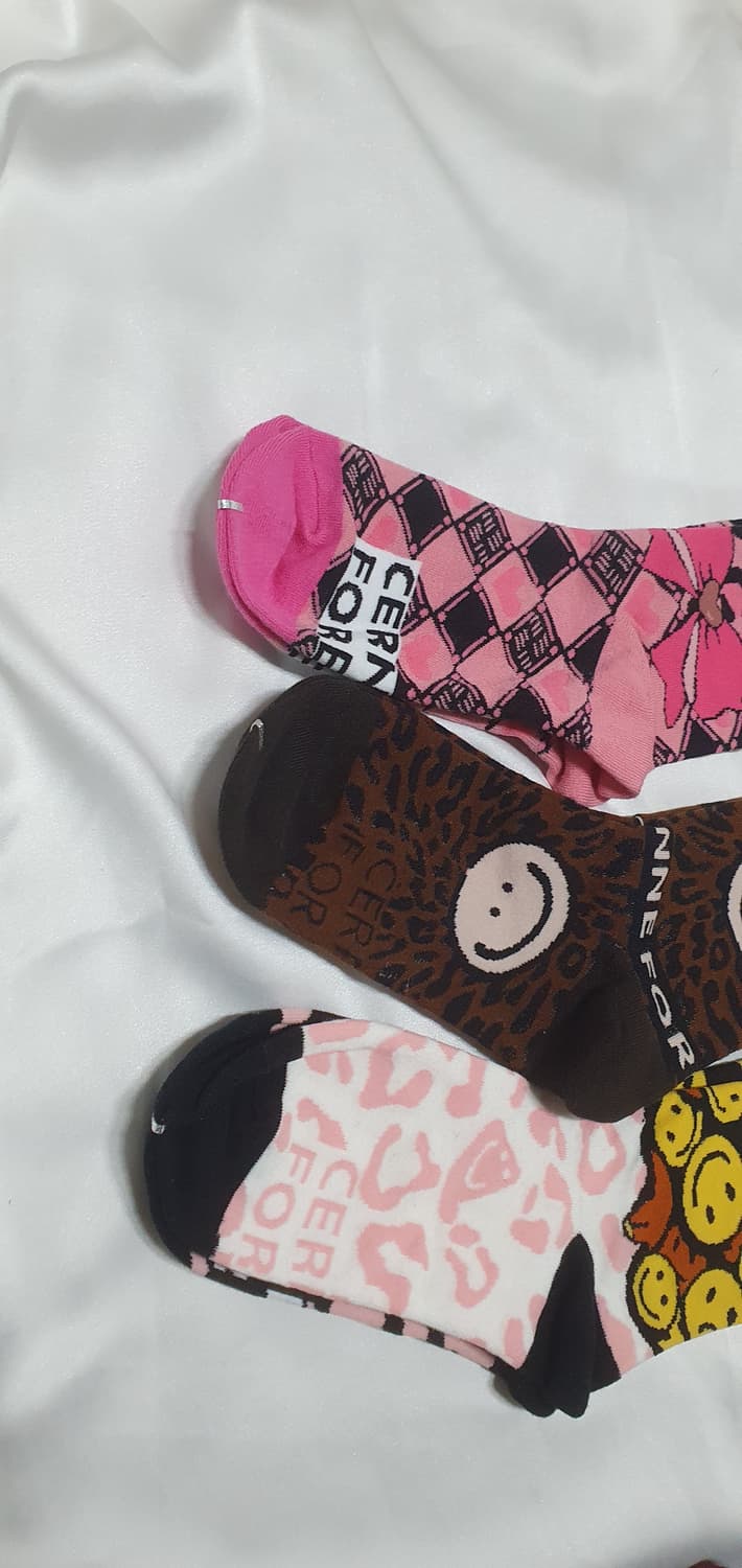 호피 레오파드 리본 스마일 양말 상품이미지2