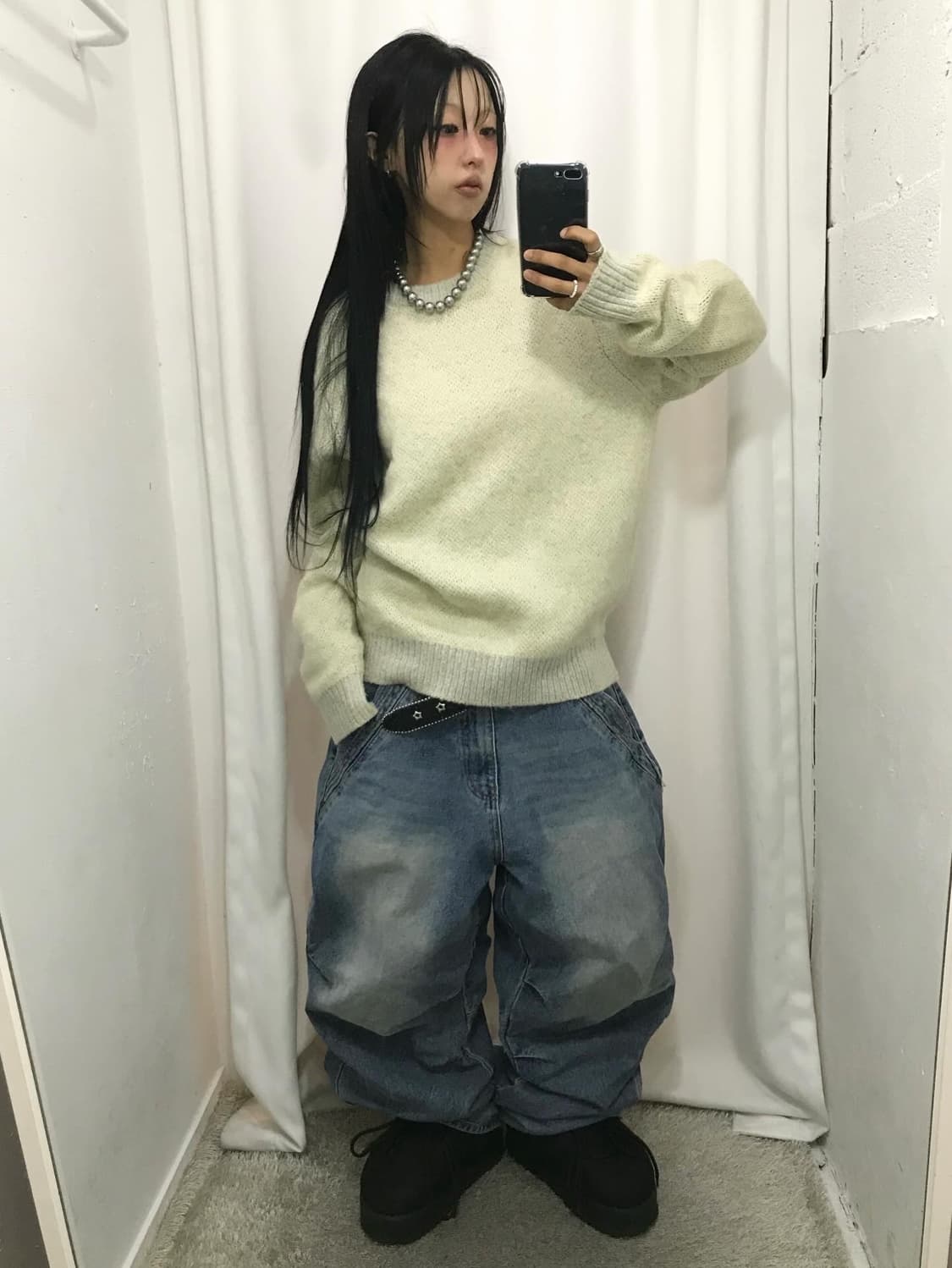 스투시 8볼 헤비 브러쉬드 모헤어 스웨터 - 크림 ( 레어 )  상품이미지3