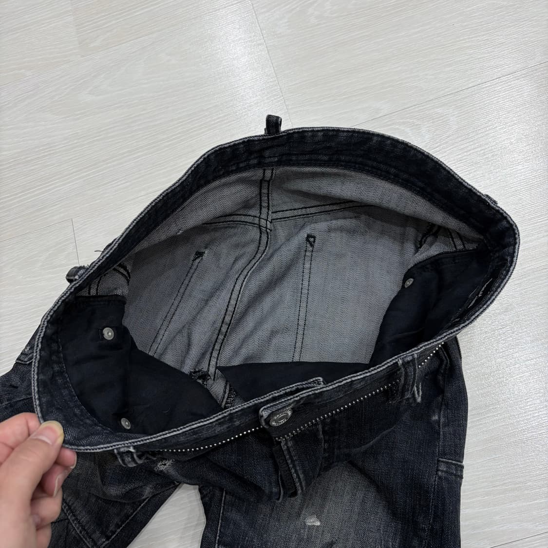 디스퀘어드2 블랙 바이커 데님 팬츠 바지 (46) 상품이미지5