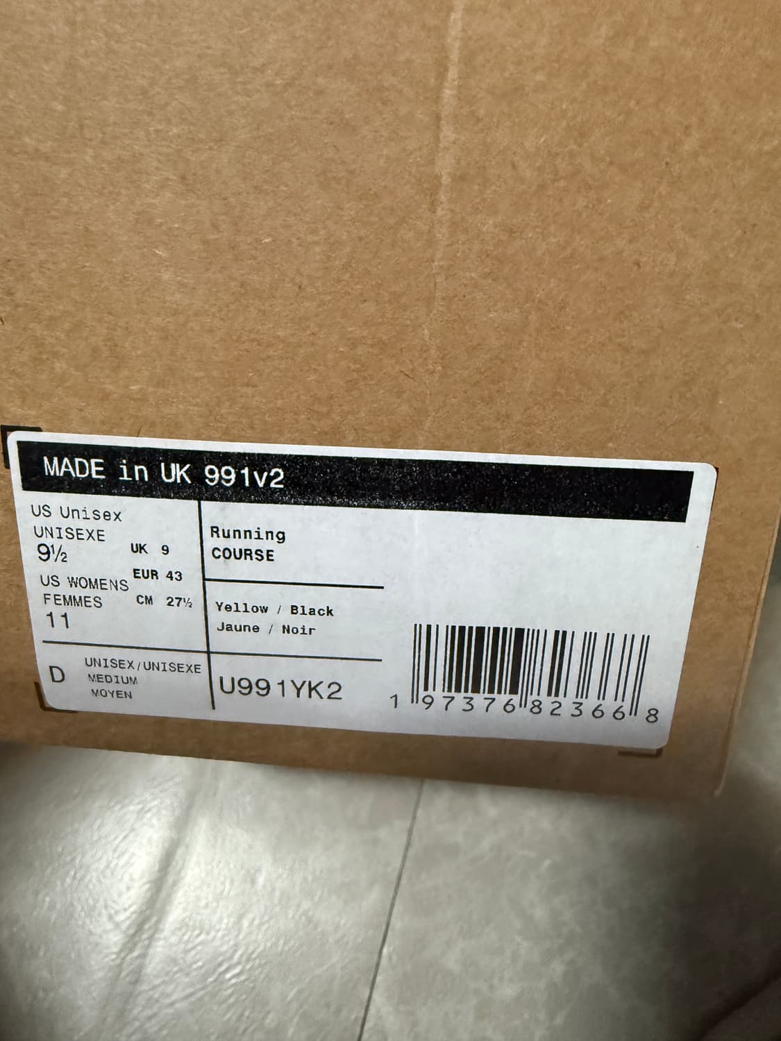 275사이즈 뉴발란스 991v2 메이드인uk 옐로우 블랙 케이스스터디 상품이미지3