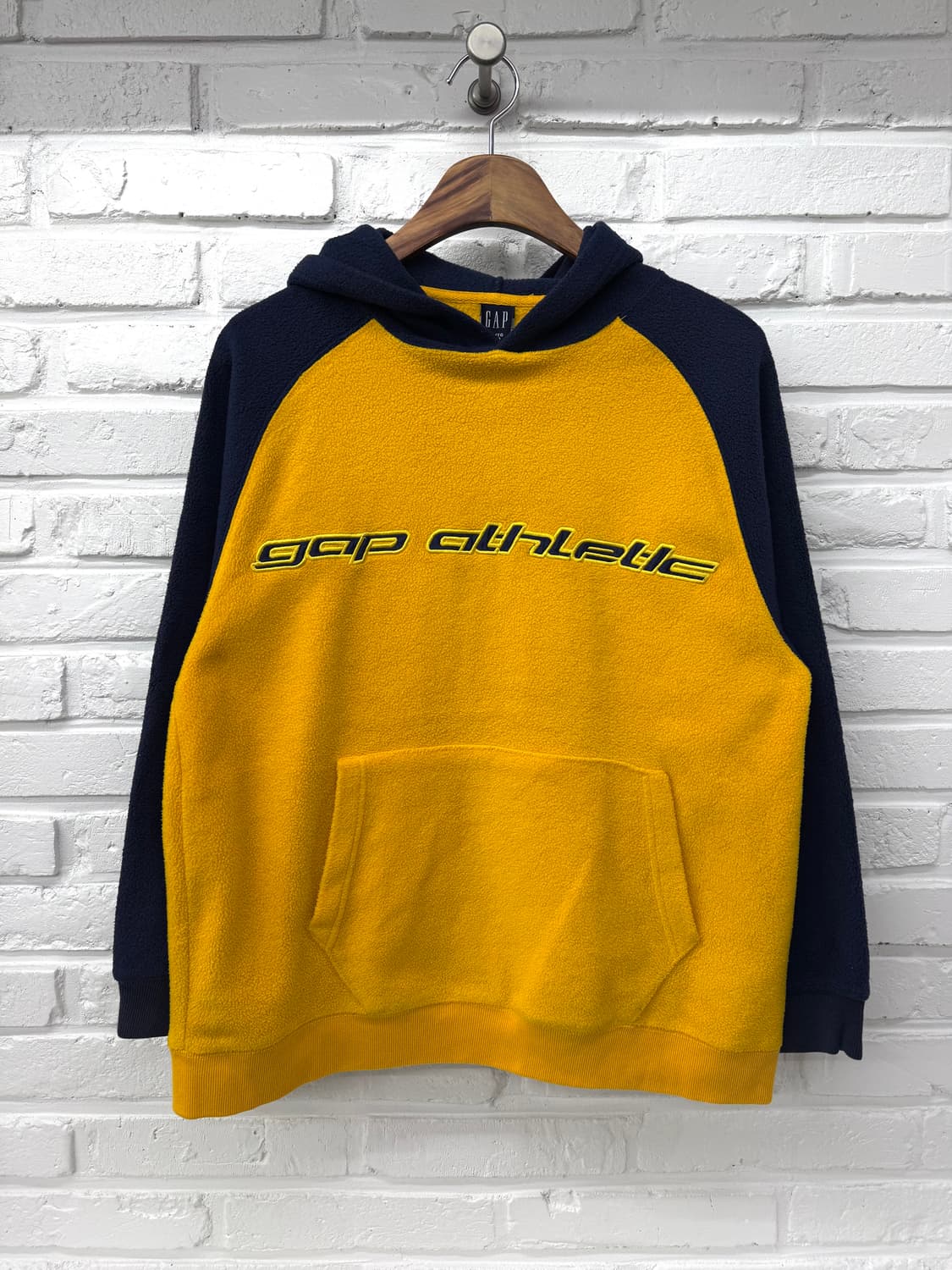 갭 옐로우 블루 배색 플리스 후드티 상품이미지3