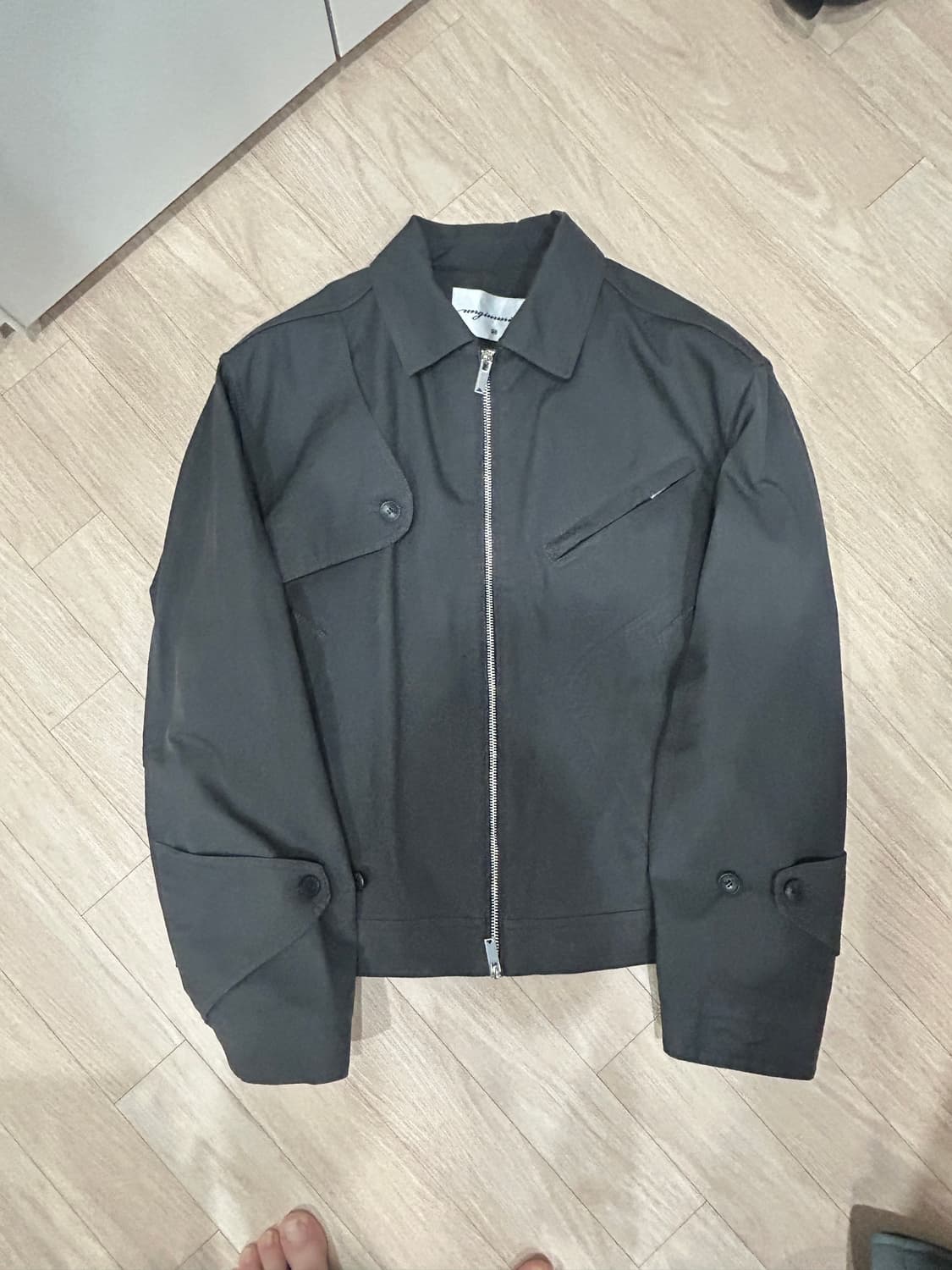 언지미크 크롭 트렌치 자켓 차콜 L 상품이미지5