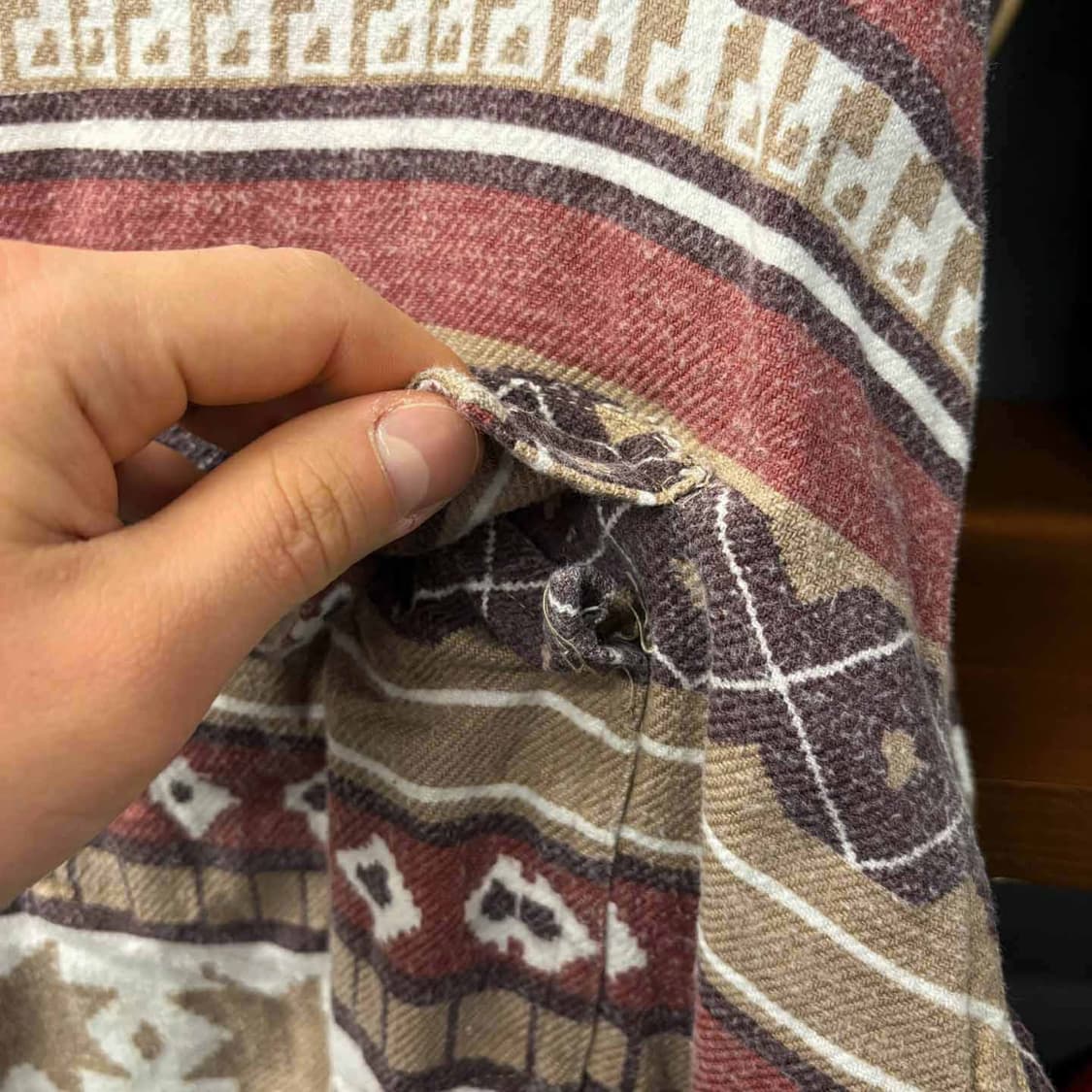 빈티지 아즈텍 패턴 헤비 울 웨스턴 포켓 셔츠 N496 상품이미지6