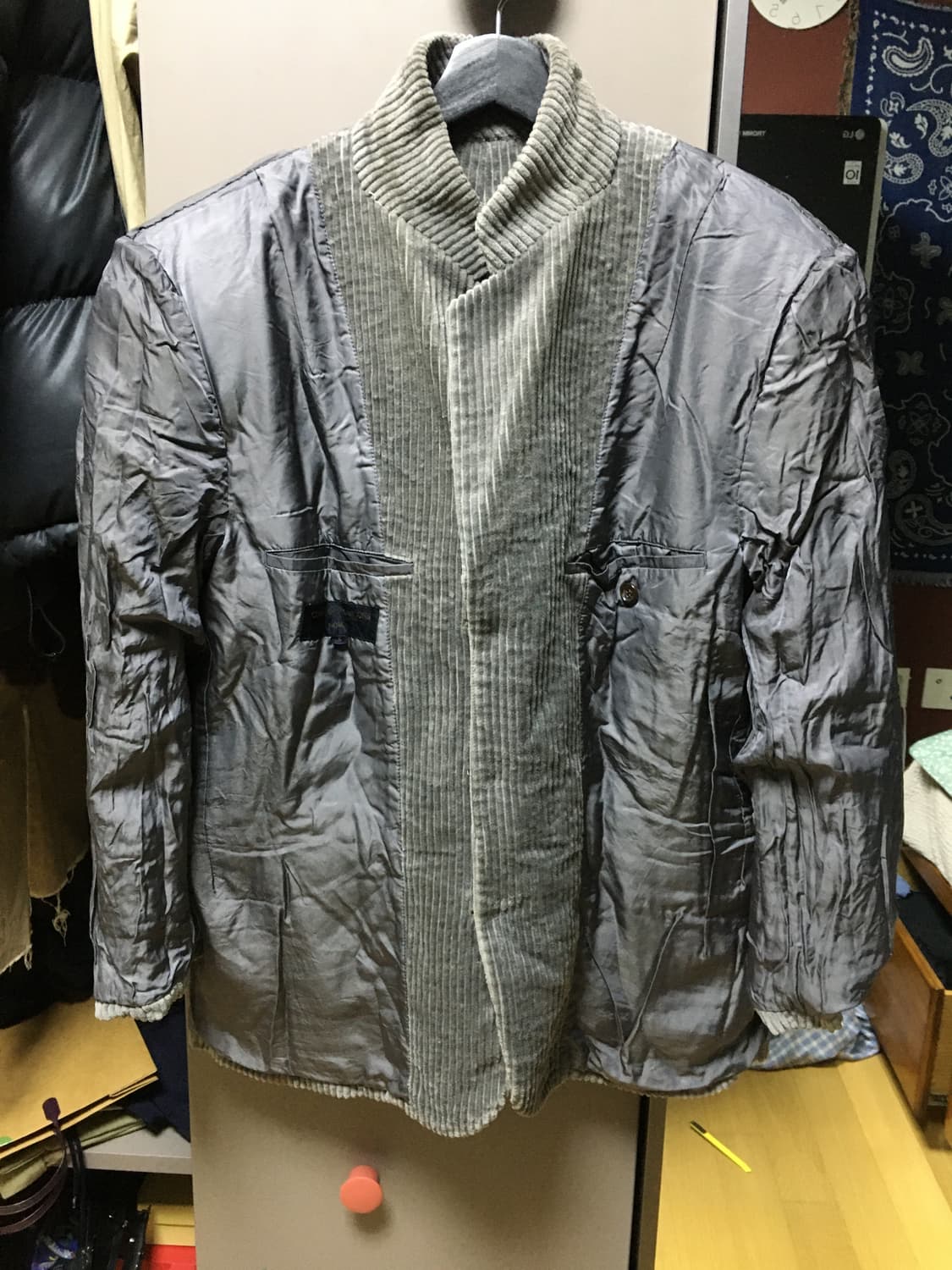 90's 꼼데가르송 다나카 옴므 리버서블 코듀로이 큐프라 자켓 상품이미지1