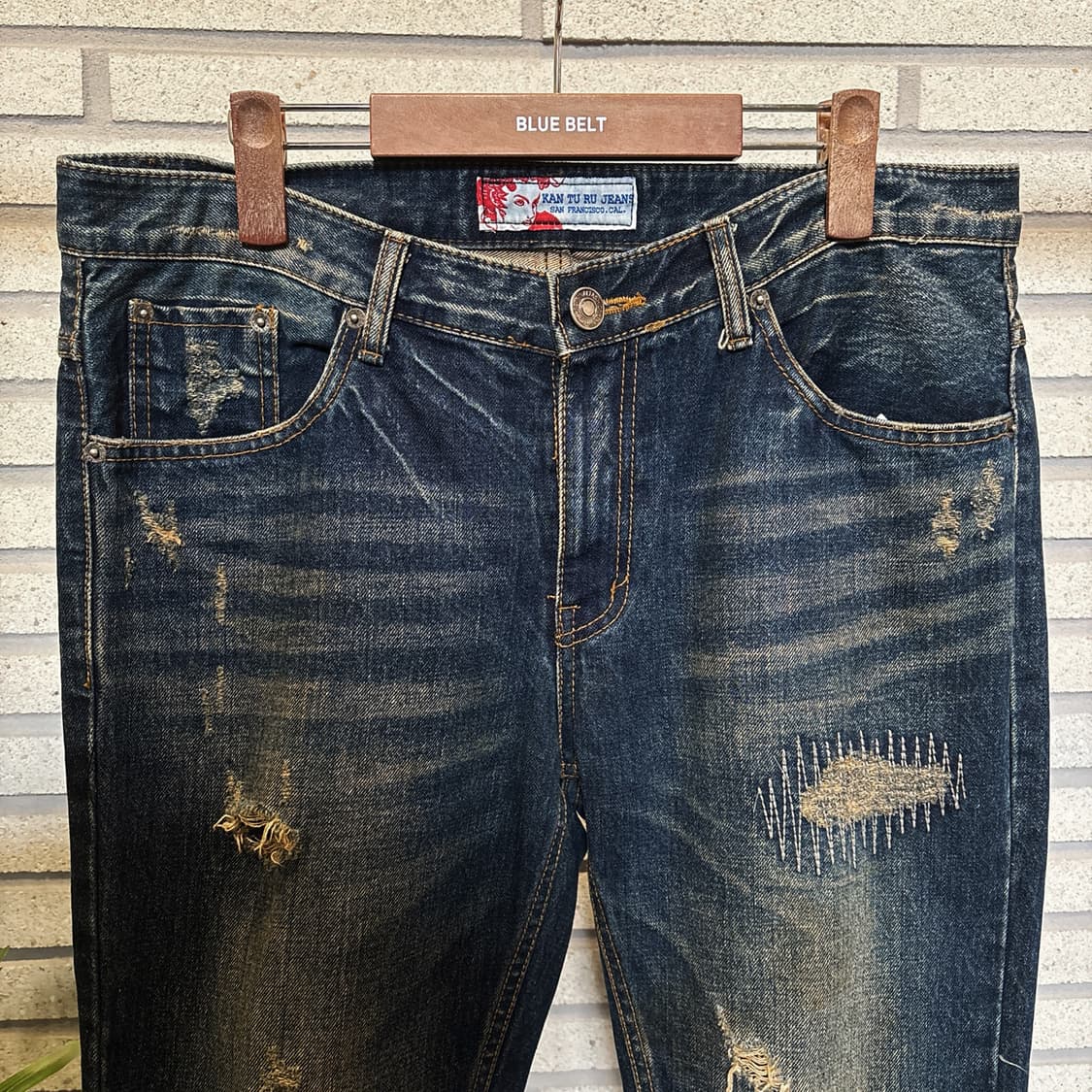 KANTURU JEANS 헤비 디스트로이드 데님 페이드 워싱 디테일 상품이미지4