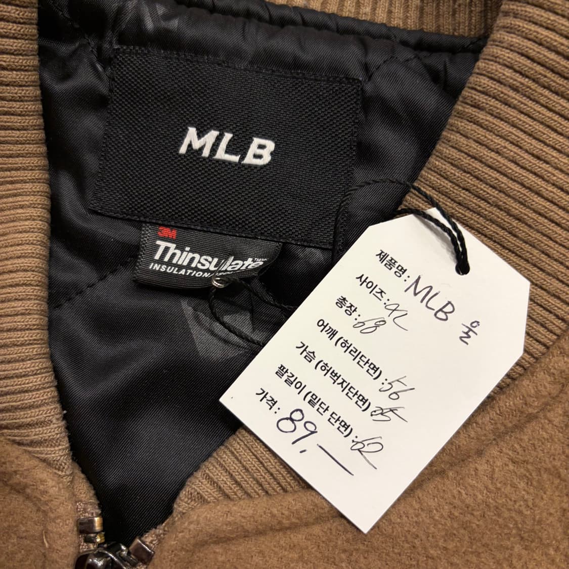 [XL] MLB 엠엘비 울 뉴욕 양키스 야구 점퍼 브라운 C960 상품이미지4