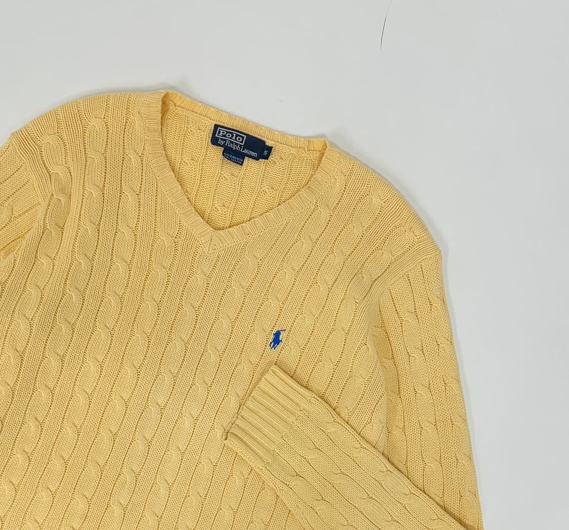 폴로 브이넥 케이블 니트 (실측M) 상품이미지1