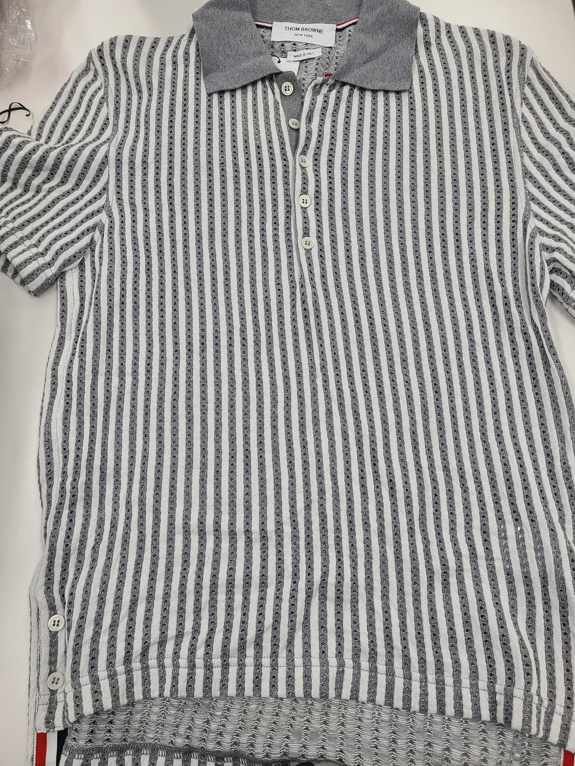 톰브라운 스트라이프 골지트리밍 반팔티 사이즈1 상품이미지1