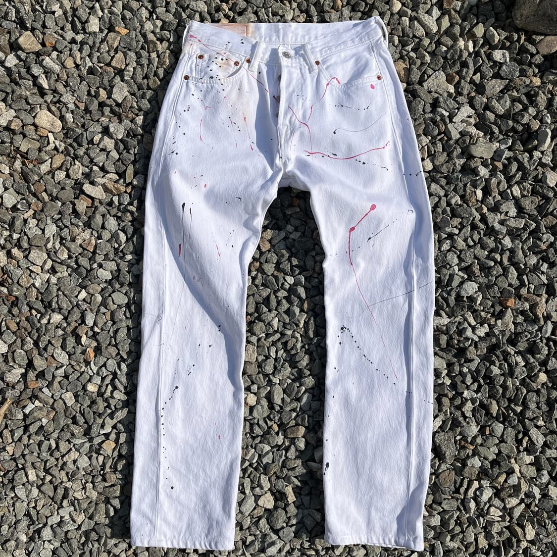 리바이스 501 커스텀 페인팅 화이트 데님 (실측확인) 상품이미지1