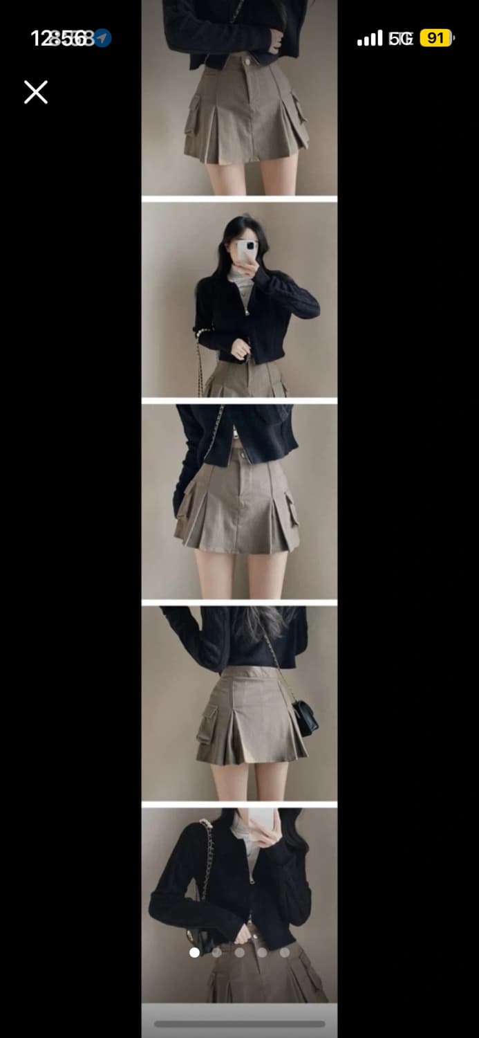 카키 플리츠 미니 스커트 S 상품이미지1
