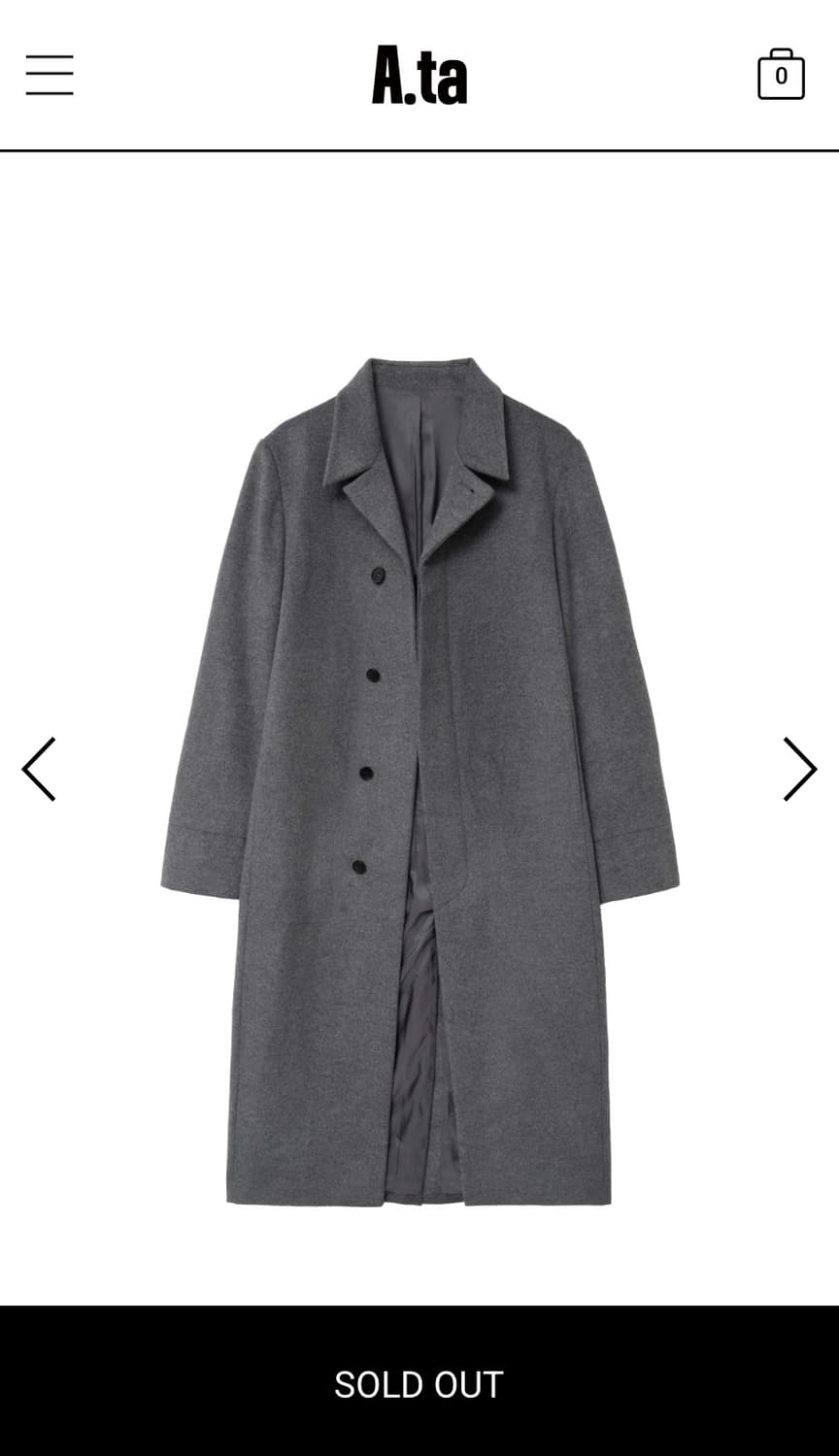 a.ta   end coat 그레이   m size 상품이미지1