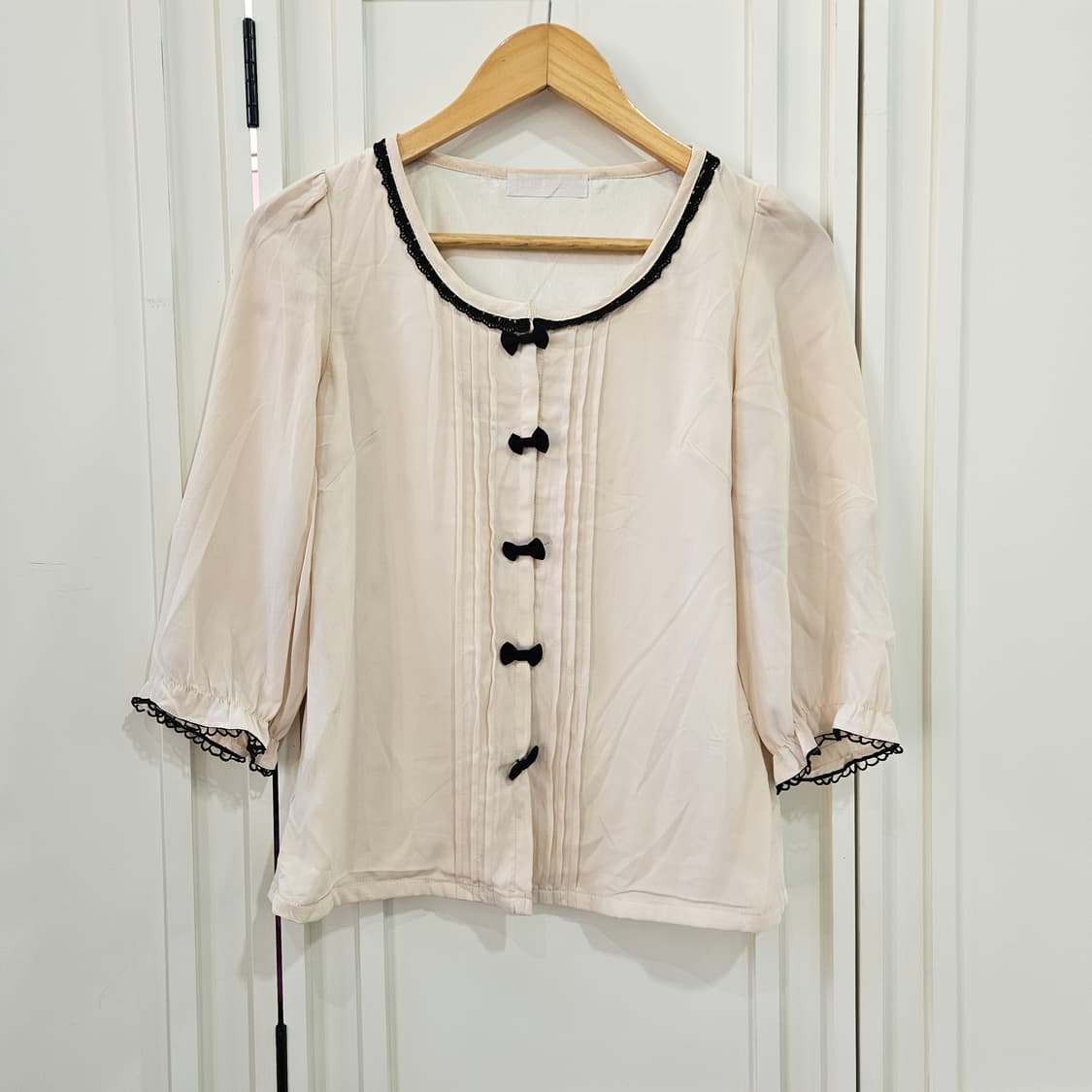 리본 쉬폰 블라우스 상품이미지1