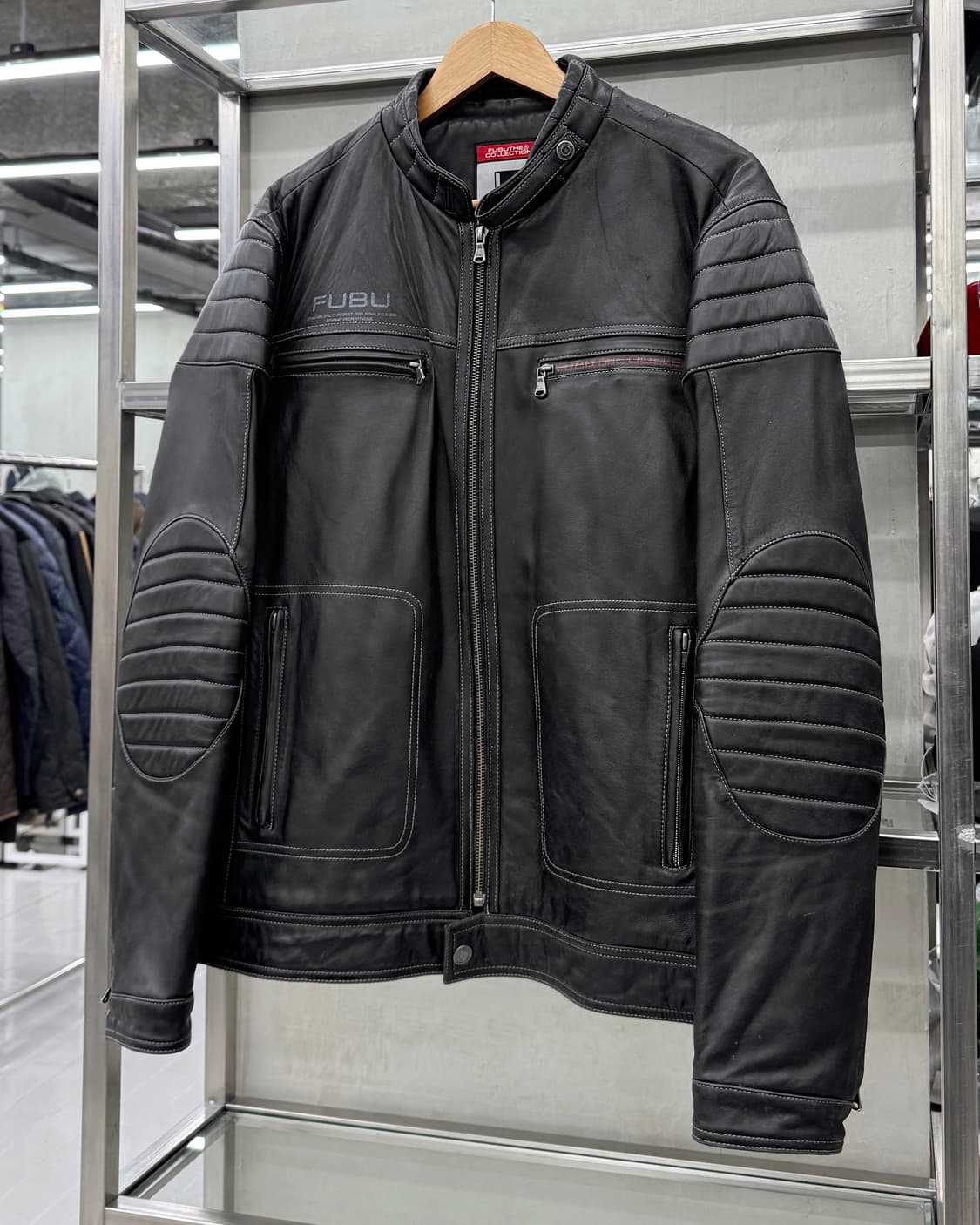 Fubu 00s 리얼 레더 램스킨 바이커 자켓 블랙 상품이미지3