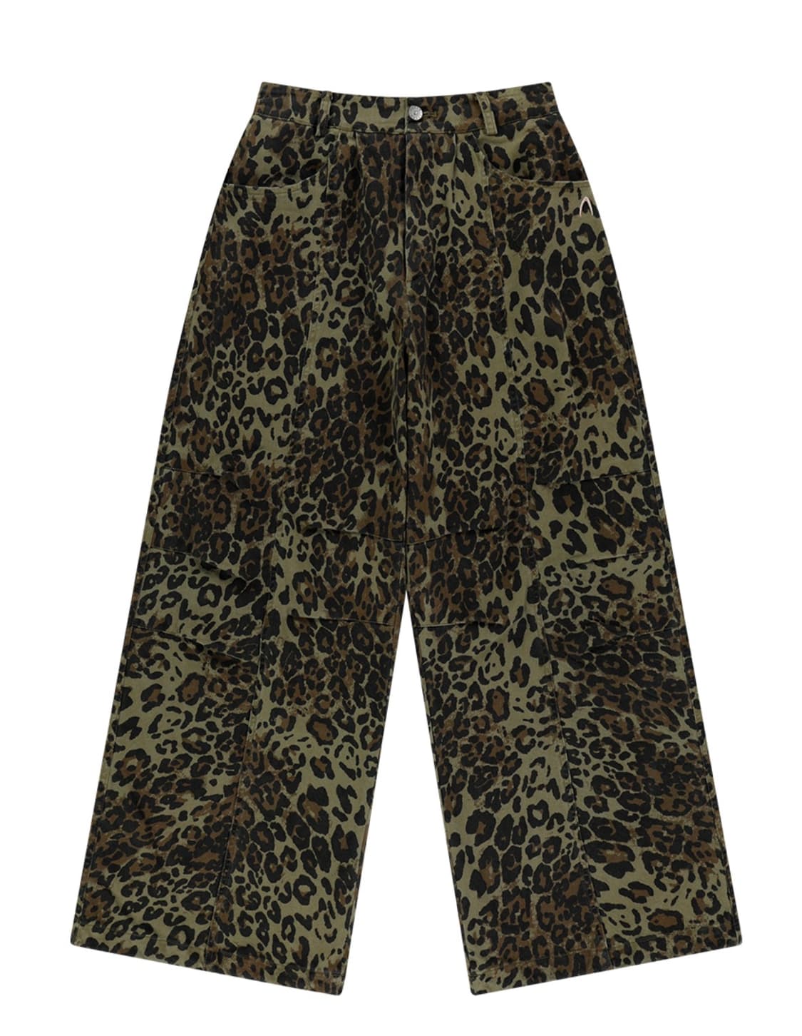 Knee Pin-tuck Leopard Cotton Pants 상품이미지1