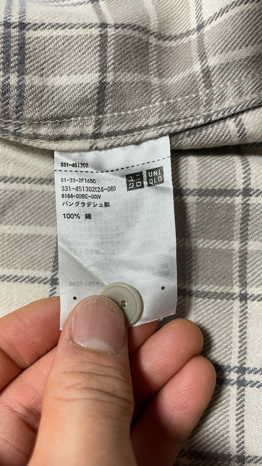 JPN 일본 빈티지 y2k 모리걸 유니클로 플란넬 베이지 체크 셔츠 M 상품이미지9