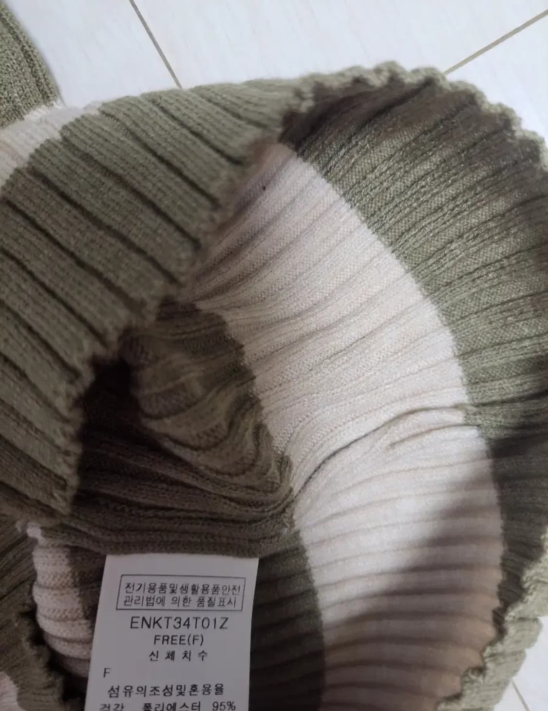 급처새상품!ENC이엔씨 어깨셔링 스트라이프니트티셔츠 레니본st오즈세컨st 상품이미지6