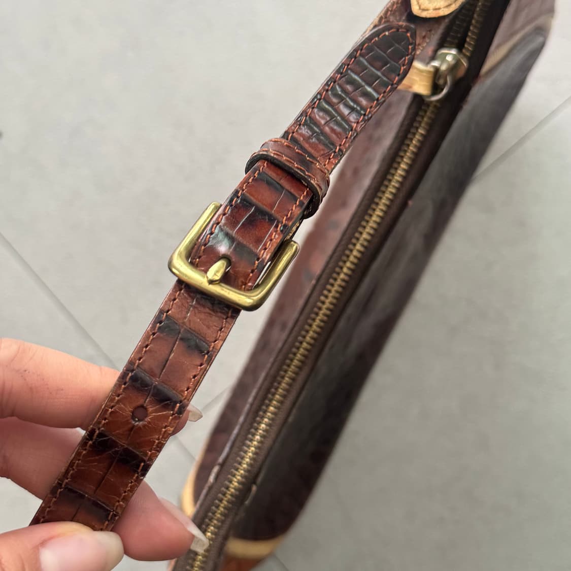 브라민 트라이컬러 리얼 악어 가죽 숄더백 상품이미지3