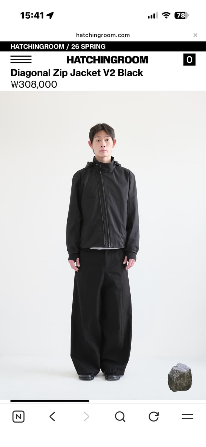 해칭룸 26ss Diagonal Zip Jacket V2 Black  상품이미지2