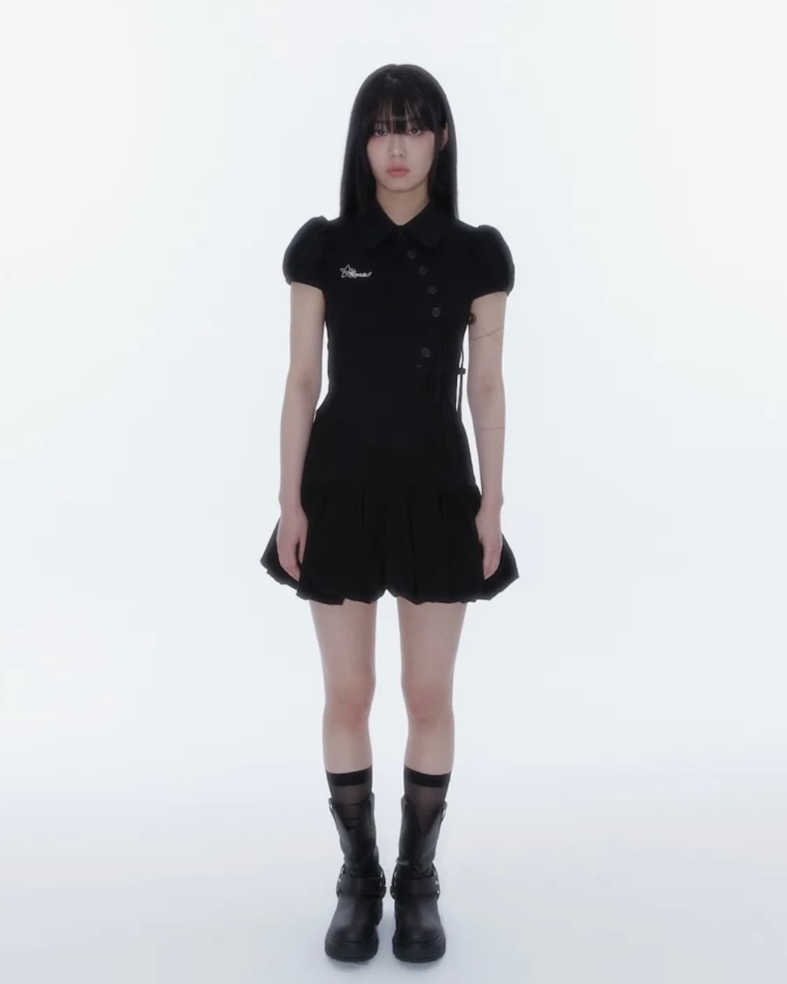 Kashiko 카시코 Puff Preppy Mini Dress Black 상품이미지1