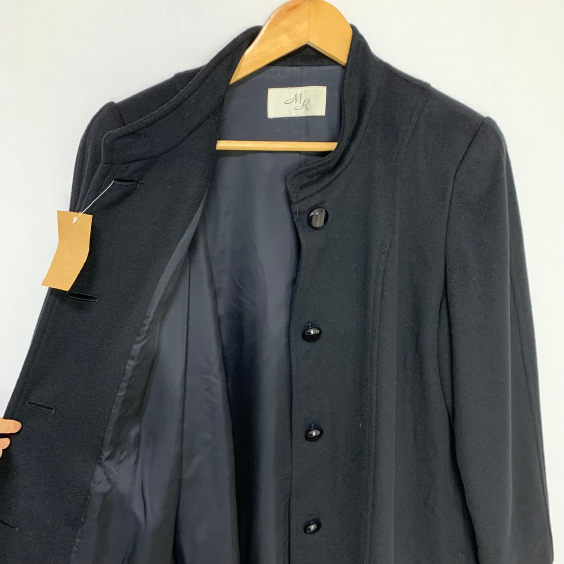 빈티지 차이나카라 캐시미어 100% 블랙 롱 코트 남녀공용 상품이미지4