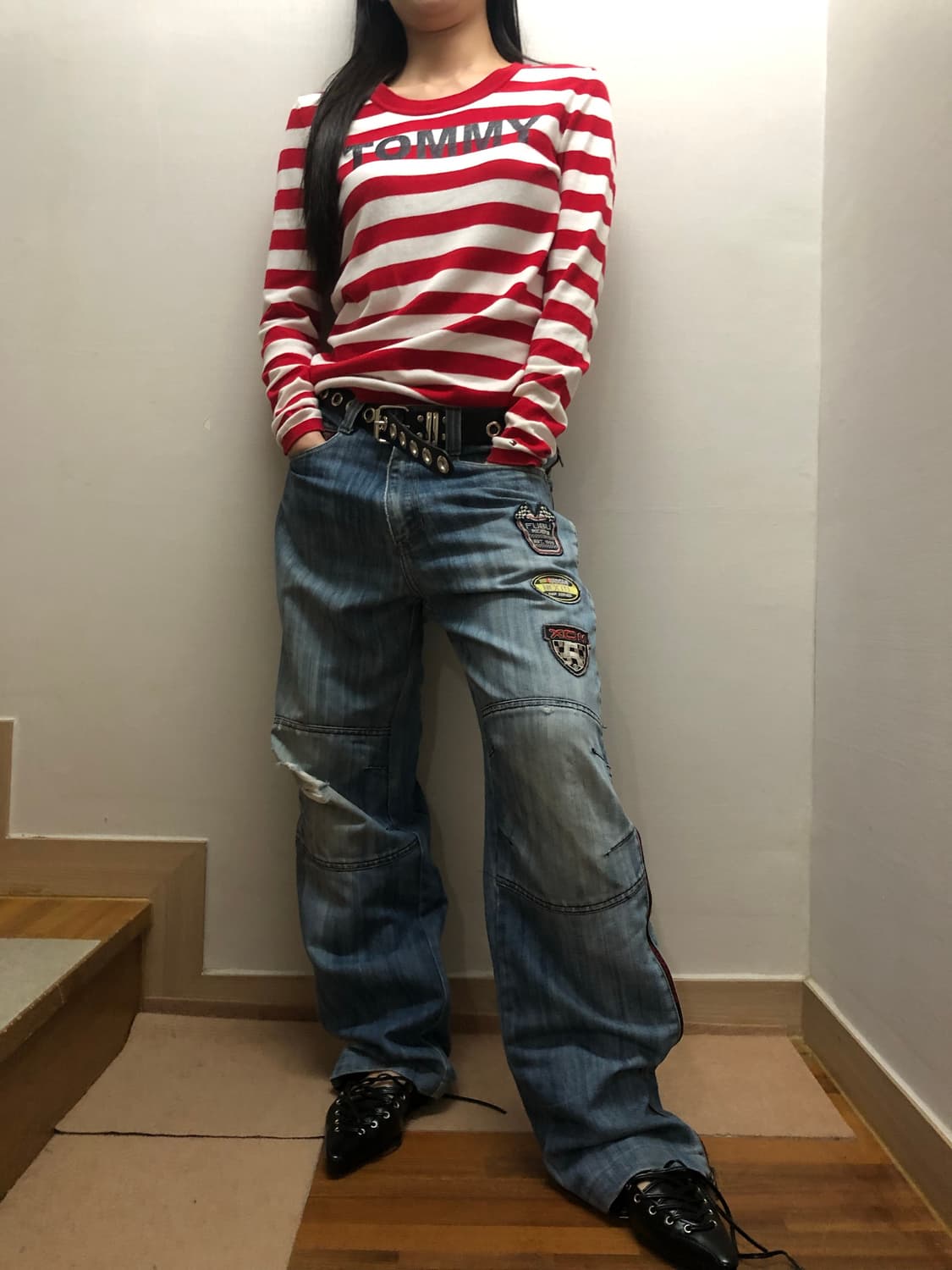 빈티지 푸부 데님 패치 팬츠 상품이미지4