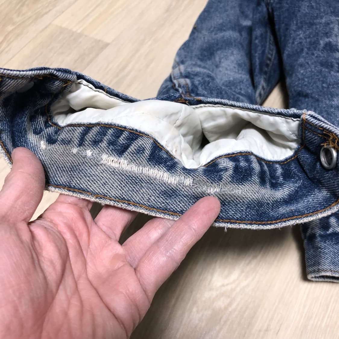 (L-XL) 80's 리바이스 70608 데님 쉐르파 하드 워시드 자켓 상품이미지3