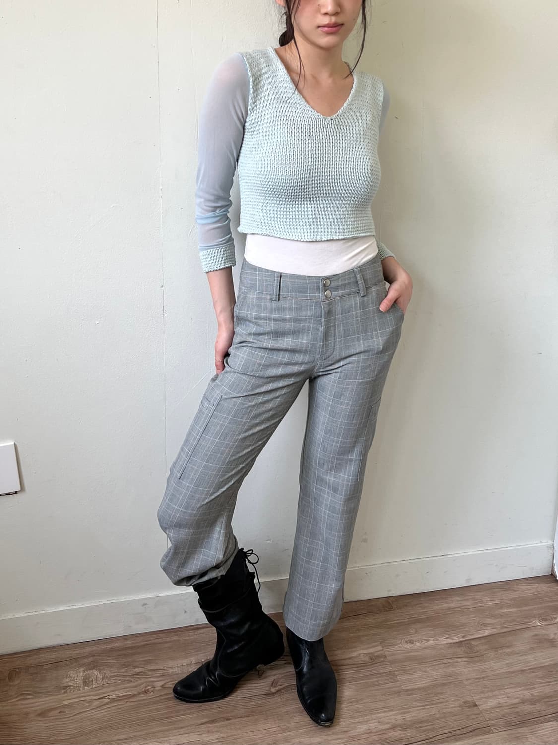 Gettone 스카이블루 니트 탑 상품이미지5