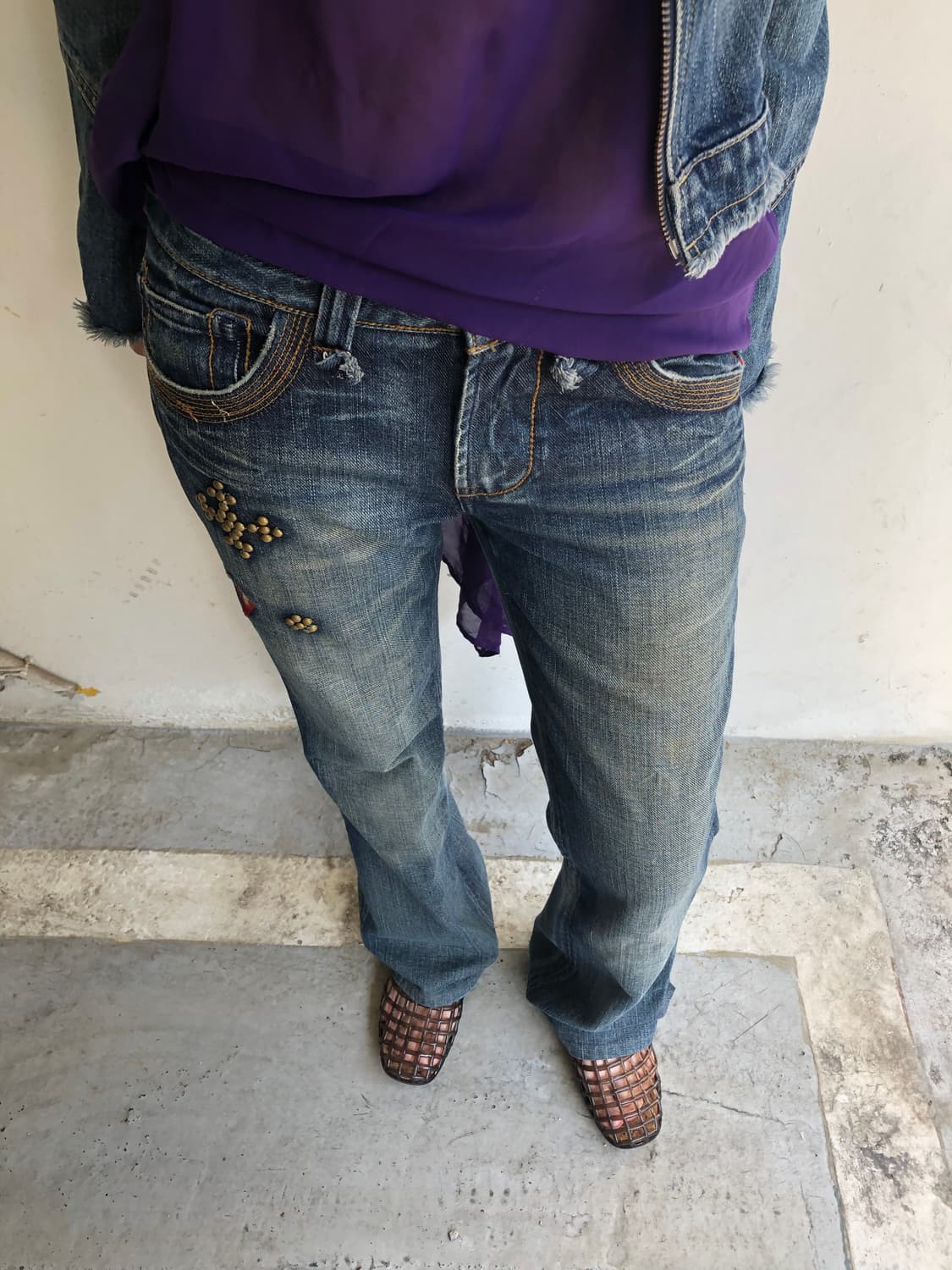 stud detail bootcut denim  상품이미지1