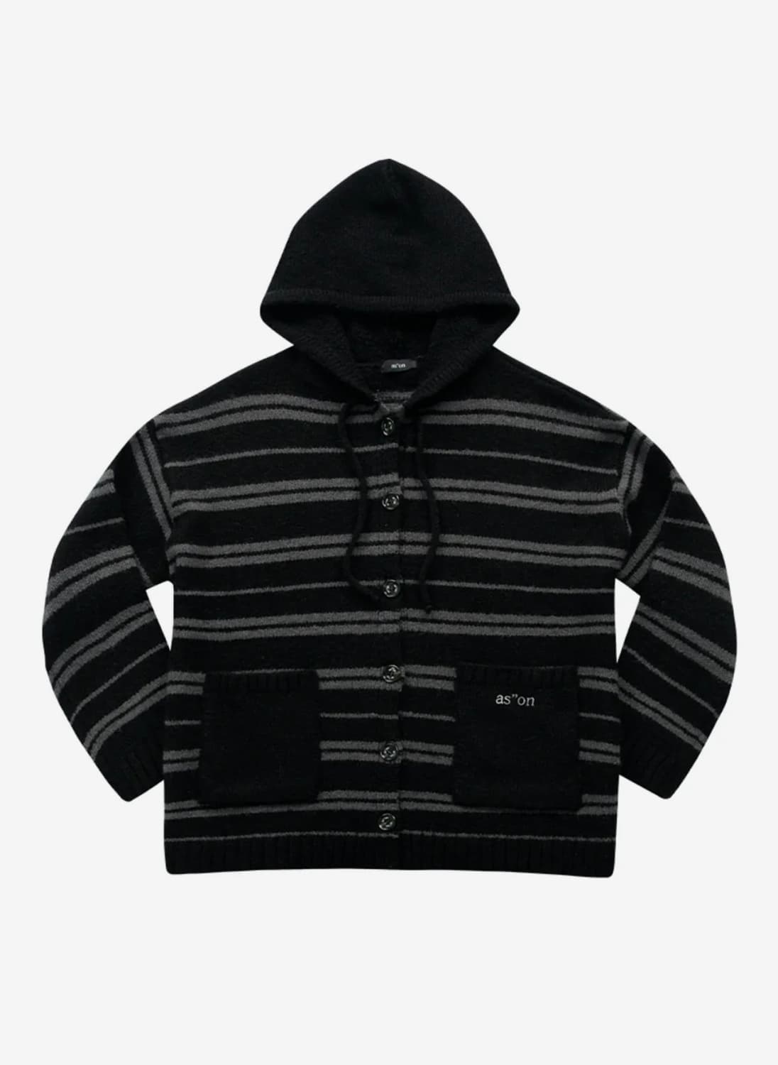 애즈온 BERA STRIPE HOOD CARDIGAN / BLACK 상품이미지2