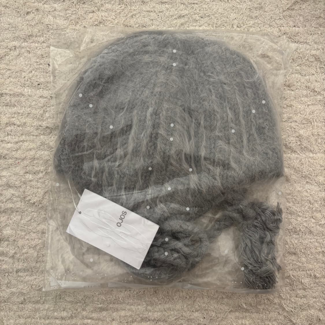 Ojos 오호스 더블 스트랩 앙고라 비니 그레이 상품이미지4