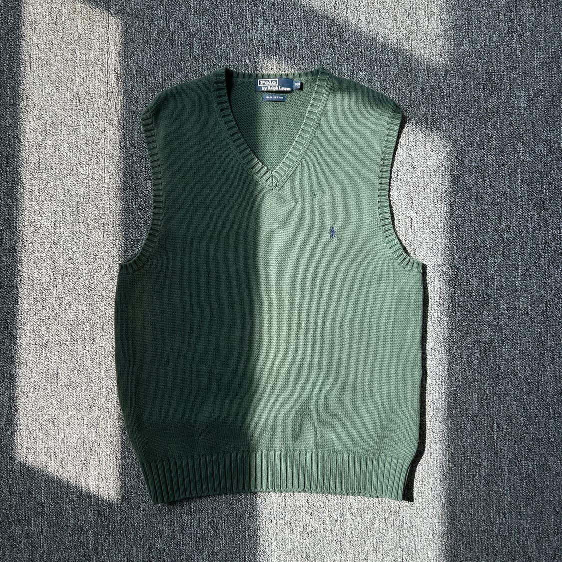 폴로 랄프로렌 올리브 코튼 브이넥 니트 베스트 상품이미지1