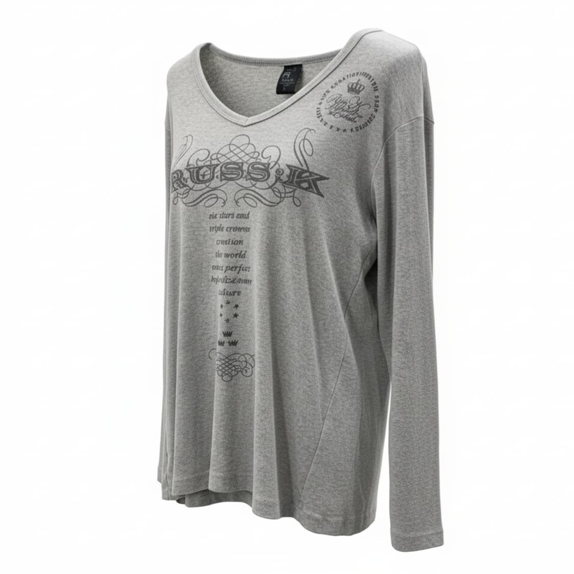 RUSS K 빈티지 레터링 브이넥 티셔츠 1903 상품이미지1