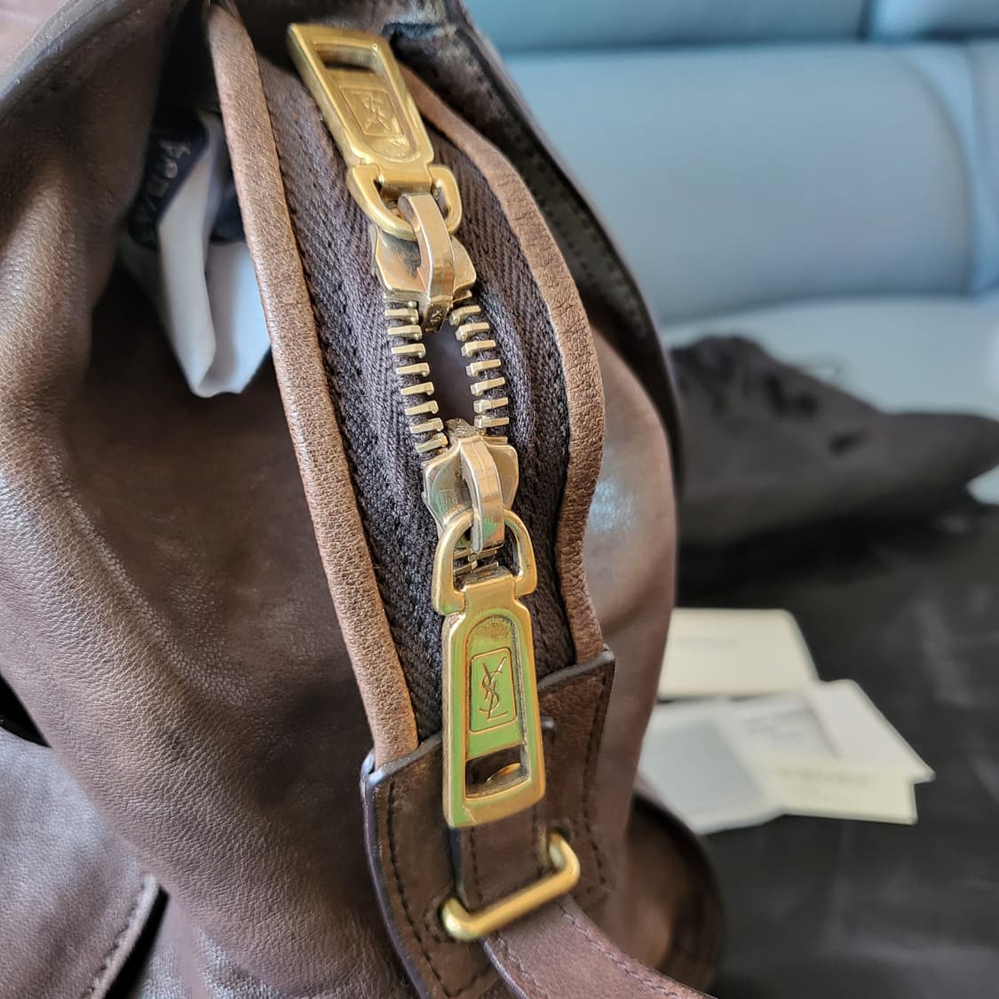 YSL 입생로랑 정품 금장 카바시크백  브라운 빅사이즈 오버사이즈 토트백 상품이미지8