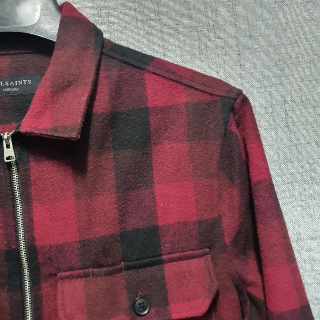 올세인츠 레드 체크 울 집업 자켓  상품이미지3