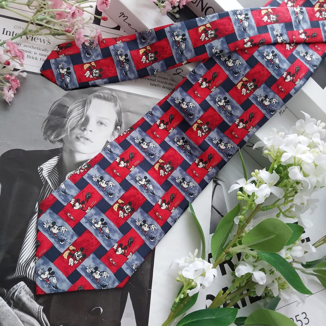 타이렉 미키마우스 패턴 넥타이 9.7cm S~A+등급 K2461 상품이미지4